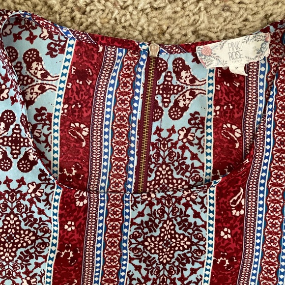 Pink rose lightweight sheer top blue/red size medium - Picture 4 of 8